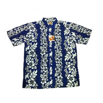 Havajská košile - modrá s bílými květy