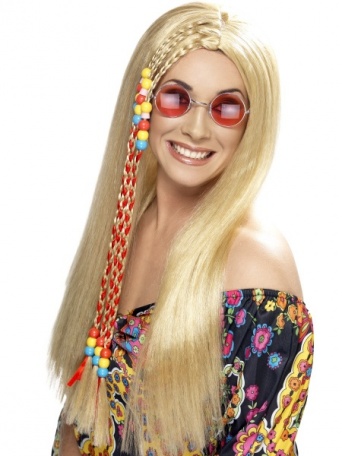 Paruka Hippie s korálky - blond