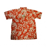 Havajská košile - červená s bílými květy