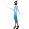 Kostým prohibice - modré třpytivé šaty