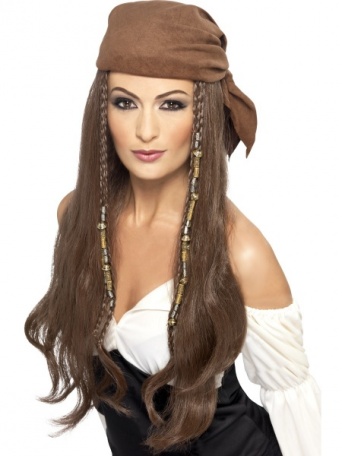 Paruka Pirátka - hnědý šátek